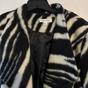 Beautiful Zebra Print Via Spiga Wrap Coat worn 2X as it runs large . Size XL .